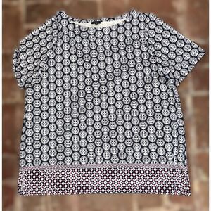 Talbots Plus Contrasting Pattern Short Sleeve Tunic Top 1X